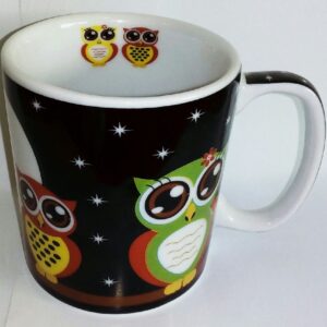 CANECA 300ML - CORUJA FUNDO PRETO